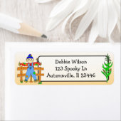 Cute Scarecrow en Cornstalk Halloween Autumn Etiket (Insitu)