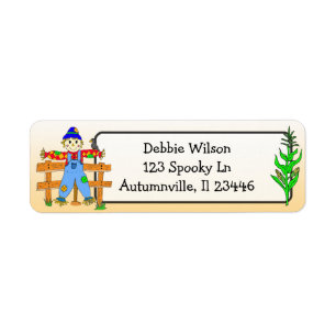 Cute Scarecrow en Cornstalk Halloween Autumn Etiket