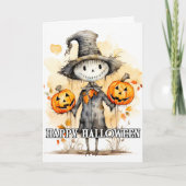 Cute Scarecrow Happy Halloween Kaart (Voorkant)