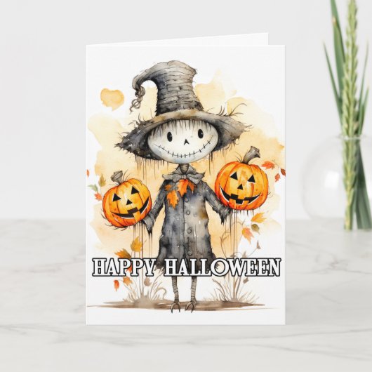 Cute Scarecrow Happy Halloween Kaart (Voorkant)