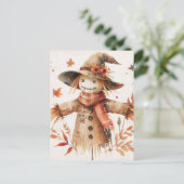 Cute Scarecrow Smiling Watercolor Briefkaart (Staand voorkant)