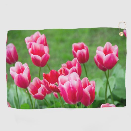 Cute scarlet tulpen in de tuin golfhanddoek (Horizontaal)