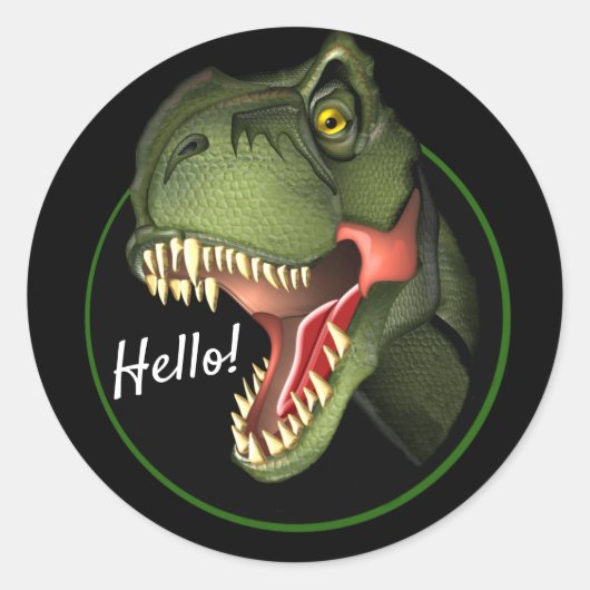 Cute Scary Dinosaur Ronde Sticker (Voorkant)