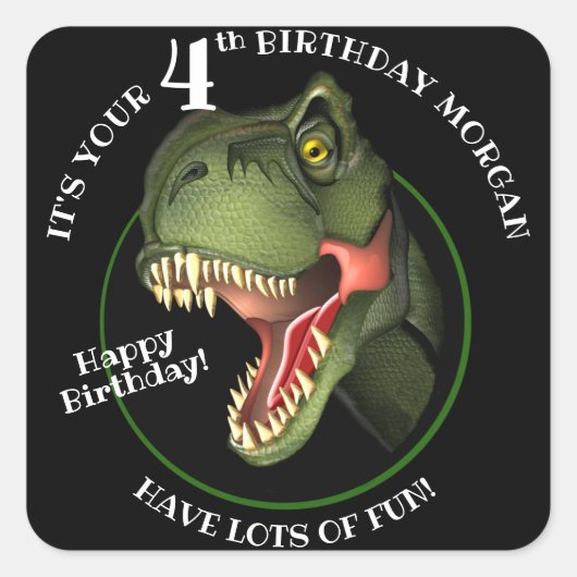 Cute Scary Dinosaur Vierkante Sticker (Voorkant)