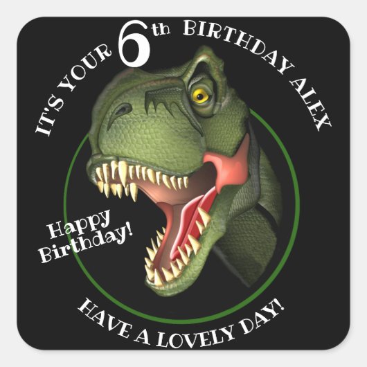 Cute Scary Dinosaur Vierkante Sticker (Voorkant)