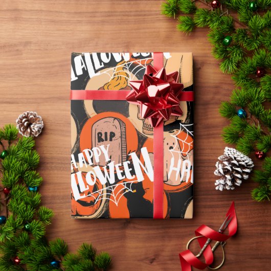 Cute & Scary Halloween Spooky vibes Cadeaupapier (Feestdagen Geschenken)