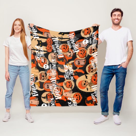  Cute & Scary Halloween Spooky vibes  Fleece Deken (In situ)