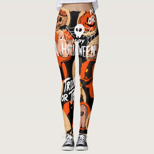 Cute & Scary Halloween Spooky vibes Leggings (Voorkant)