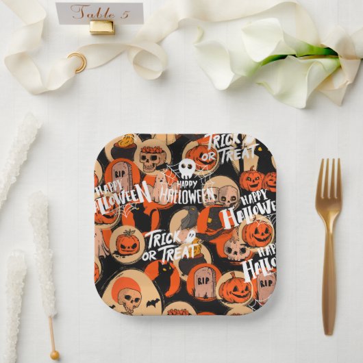 Cute & Scary Halloween Spooky vibes Papieren Bordje (Huwelijk)