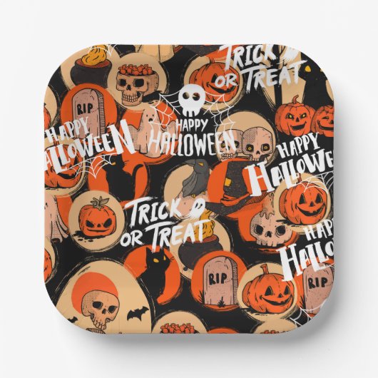 Cute & Scary Halloween Spooky vibes Papieren Bordje (Voorkant)