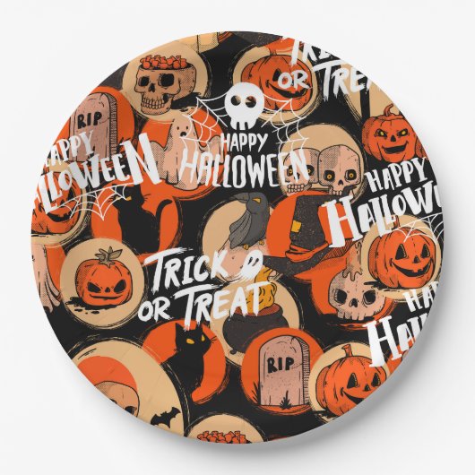 Cute & Scary Halloween Spooky vibes Papieren Bordje (Voorkant)