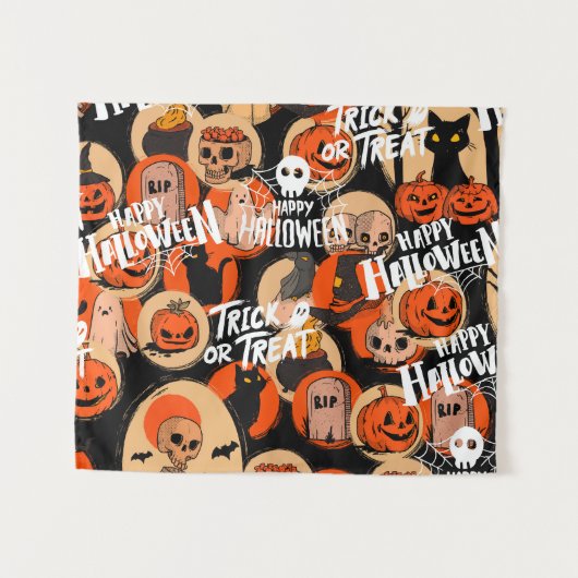 Cute & Scary Halloween Spooky vibes Wandkleed (Voorkant (horizontaal))