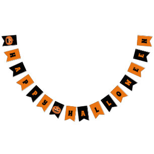 Cute Scary Jack O Lantern Pumpkin Halloween Party Vlaggetjes