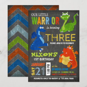 Cute Scary Little Dragons Birthday Kaart