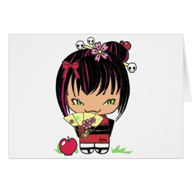 Cute Scary Miao - gothic kokeshi doll (Voorkant Horizontaal)