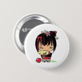 Cute Scary Miao - gothic kokeshi doll Ronde Button 5,7 Cm (Voorkant /achterkant)