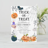 Cute Scary Monsters Kinder Halloween Birthday Part Kaart (Staand voorkant)