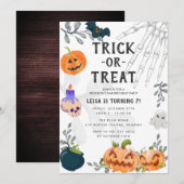 Cute Scary Monsters Kinder Halloween Birthday Part Kaart (Voorkant / Achterkant)