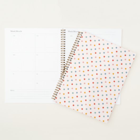 Cute Scattered Mini Polka Dots Muted Terrazzo Spec Planner (Display)
