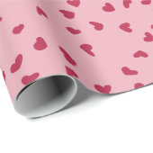 Cute Scattered Red Heart Doodles op Roze Cadeaupapier (Rol Hoek)