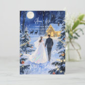 Cute Scene Enchanted Christmas Forest Wedding Save The Date (Staand voorkant)