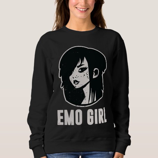 Cute Scene Girl 90's 2000's Goth Punk Emo Girl Trui (Voorkant)