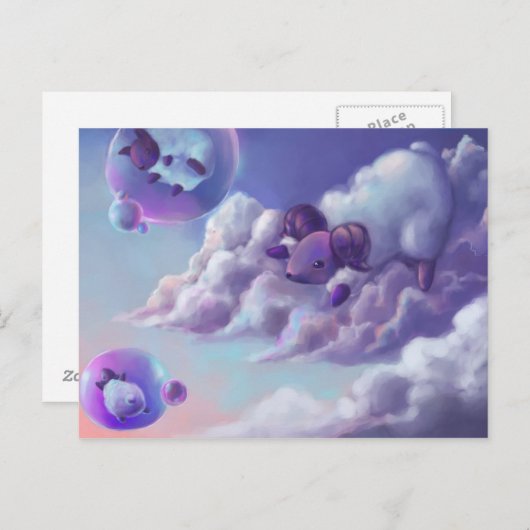 Cute schaap briefkaart (Voorkant / Achterkant)