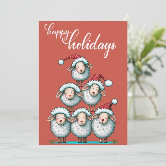 Cute Schaap Kersthuisdier Liefhebber Kerst Platte  Feestdagenkaart (Staand voorkant)