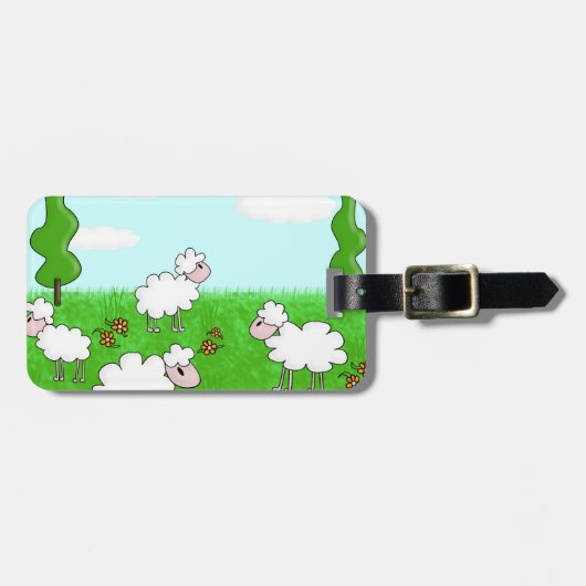 Cute Schaap Kinderen Illustratie Bagagelabel (Voorkant horizontaal)