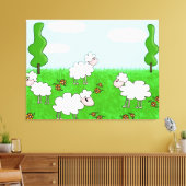 Cute Schaap Kinderen Illustratie Canvas Afdruk (Insitu (Woonkamer))