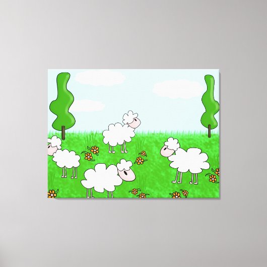Cute Schaap Kinderen Illustratie Canvas Afdruk (Voorkant)