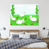 Cute Schaap Kinderen Illustratie Canvas Afdruk (Insitu (Slaapkamer))