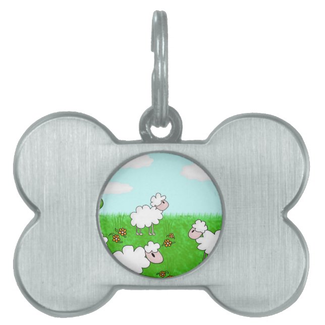 Cute Schaap Kinderen Illustratie Huisdieren Naamplaatje (voorkant)