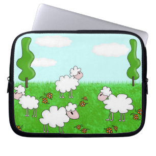 Cute Schaap Kinderen Illustratie Laptop Sleeve