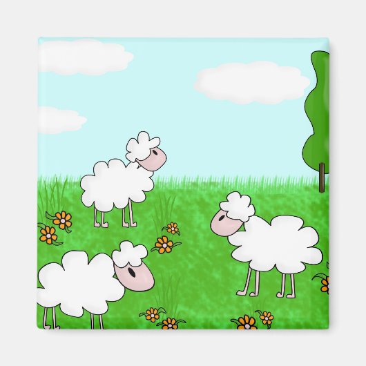 Cute Schaap Kinderen Illustratie Magneet (Voorkant)