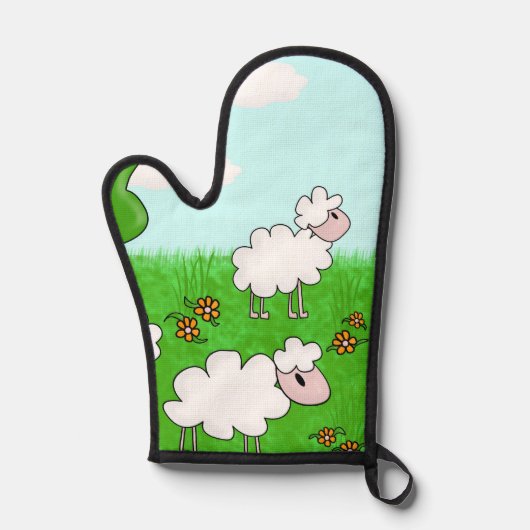 Cute Schaap Kinderen Illustratie Ovenwant (Voorkant)