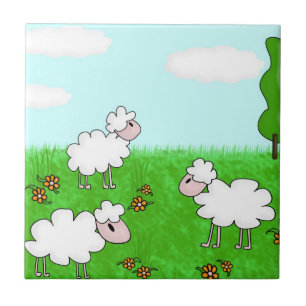 Cute Schaap Kinderen Illustratie Tegeltje