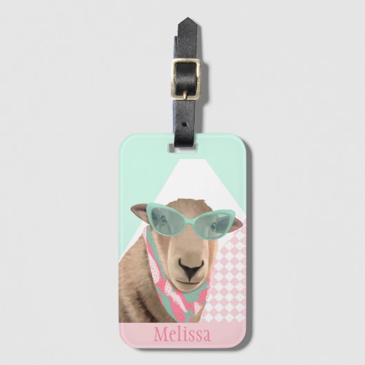 Cute Schaap Met Bril  Bagagelabel (Voorkant (verticaal))
