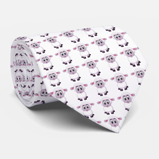 Cute schaap Necktie voor cadeau Stropdas (Opgerold)