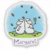 Cute schaap vrienden whimsical cartoon illustratie sticker (Voorkant)