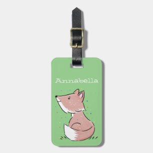 Cute schattig baby vos waterverf illustratie bagagelabel