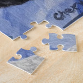 Cute Schattig Black White Dog Jigzaag Puzzles Legpuzzel (Zijkant)