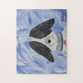 Cute Schattig Black White Dog Jigzaag Puzzles Legpuzzel (Verticaal)