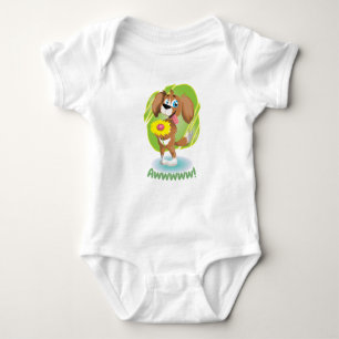 Cute Schattig Dog en Chick Graphic Romper