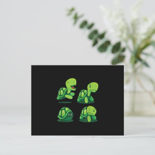 Cute Schattig Green Turtle Funny Turtle Tortoise Briefkaart (Staand voorkant)