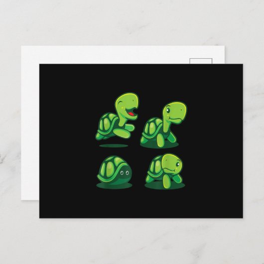 Cute Schattig Green Turtle Funny Turtle Tortoise Briefkaart (Voorkant / Achterkant)