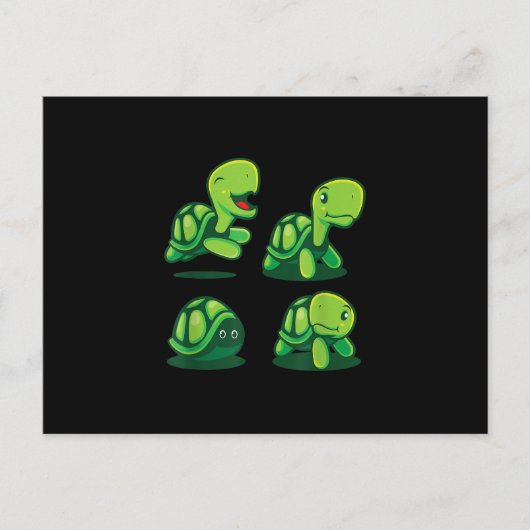 Cute Schattig Green Turtle Funny Turtle Tortoise Briefkaart (Voorkant)