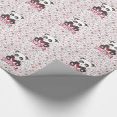 Cute schattig hartenpanda florale patroon cadeaupapier (Hoek)