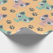 Cute Schattig Kitten Animated Cat Cartoon Big Eyes Cadeaupapier (Hoek)