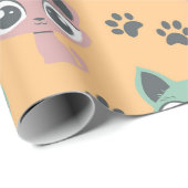 Cute Schattig Kitten Animated Cat Cartoon Big Eyes Cadeaupapier (Rol Hoek)